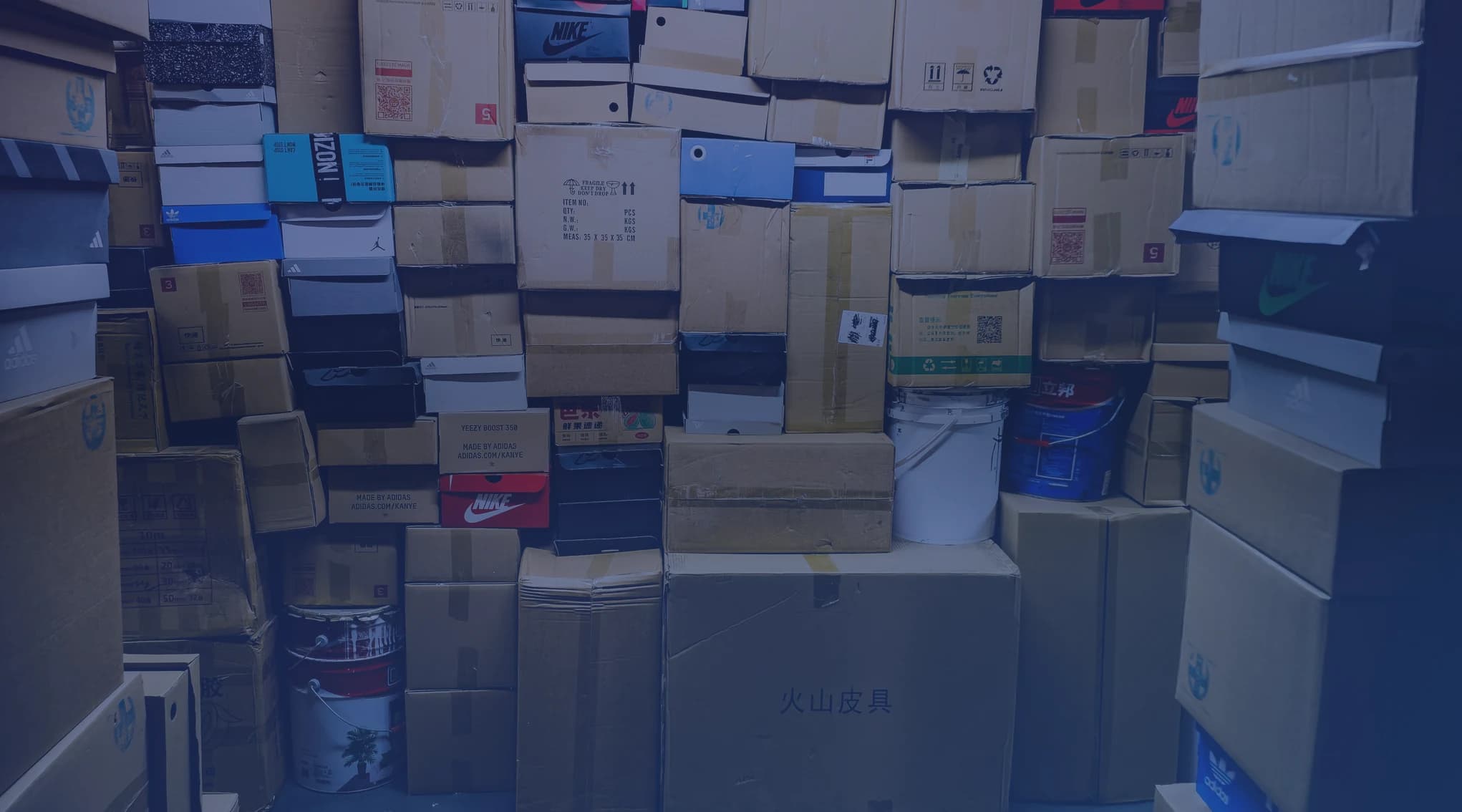 Household goods boxes stacked and ready for a military PCS move