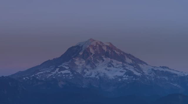 Mount Rainier over the South Puget Sound near Joint Base Lewis-McChord, Washington