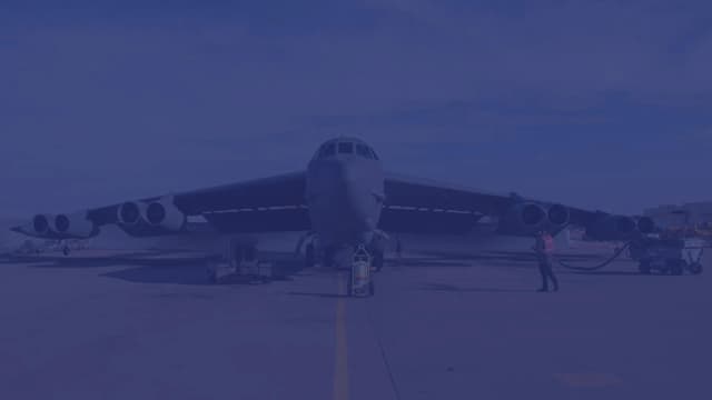 A B-52 bomber sits at Tinker Air Force Base. 