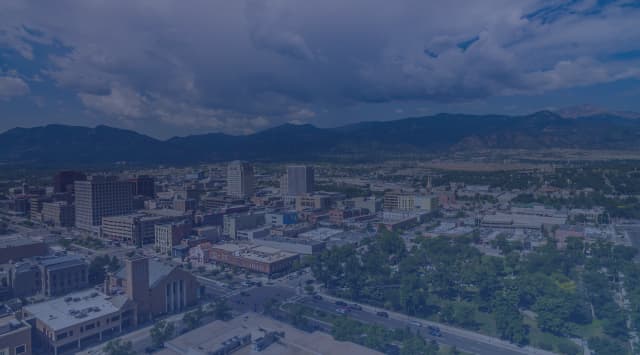 Colorado Springs, Colorado neighborhood with Pikes Peak in the distance