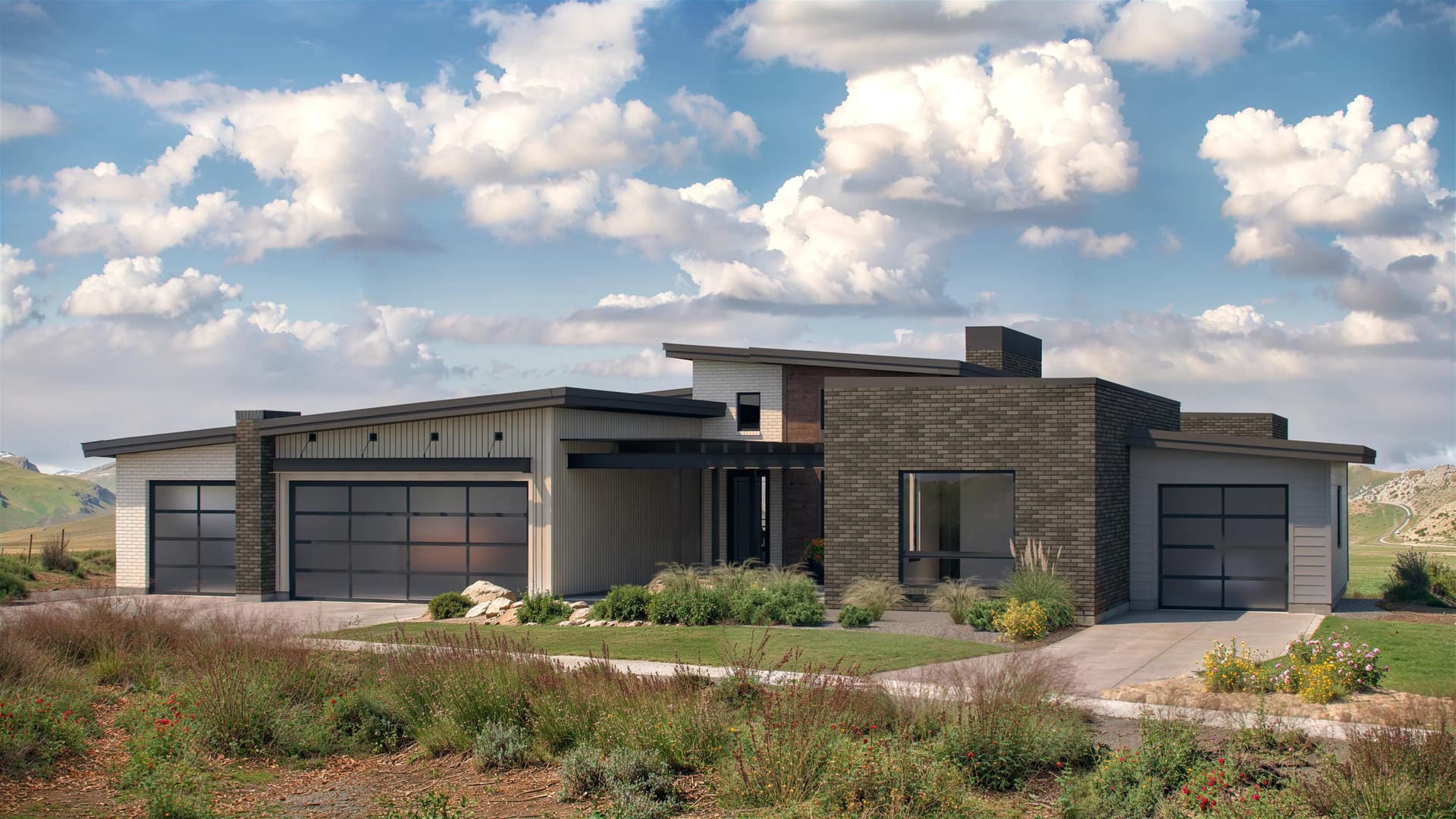 Front view of a semi-custom built home in Signature Crystal Valley near Castle Rock, CO.