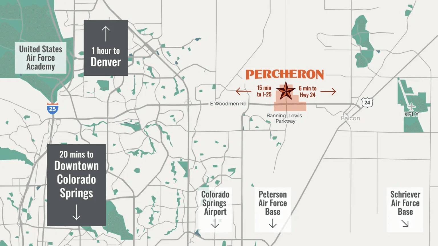 Precheron is centrally located to Colorado Springs and surrounding military bases.