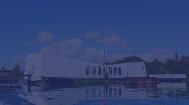 The USS Arizona Memorial in Pearl Harbor, Hawaii.